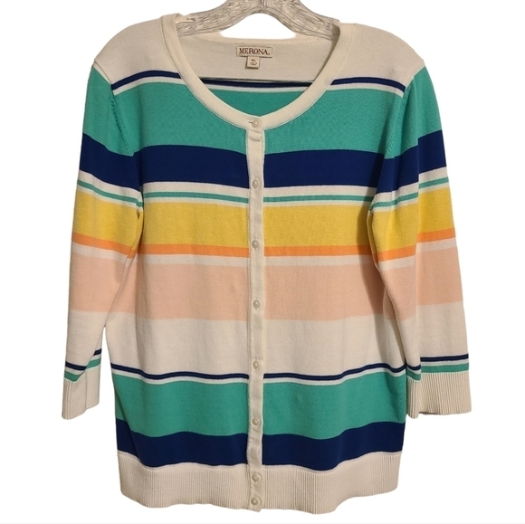 Merona | Women's Color Block Cropped Cardigan Sweater (Size XL) - Picture 1 of 8